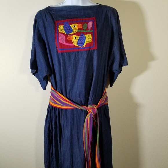 Crossroads MS Dresses & Skirts - Mexican Embroidered Bird Caftan, medium